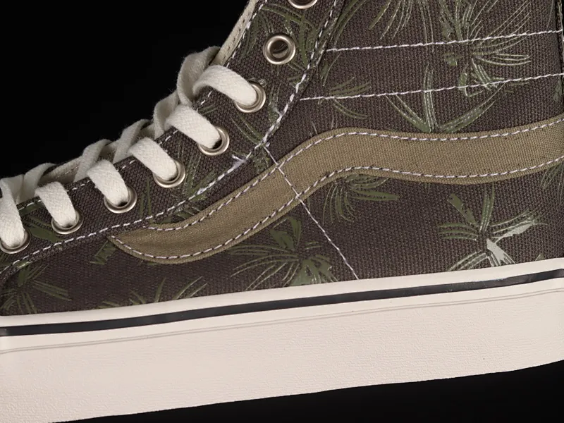 All categories Vans Vans series Vans Hi Vans high-top Vans Sk8-Hi 138 Decon Vans official black dark green palm leaf print high-top casual sneakers VN0A4UMNB73
